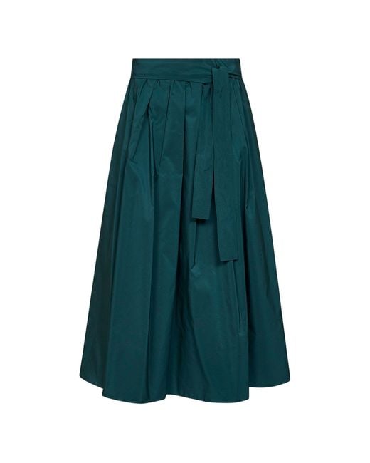 Weekend by Maxmara Green Alpaca Belted Midi Pleated Skirt