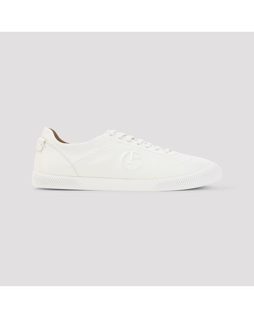 Giorgio Armani White Off Leather Sneakers for men