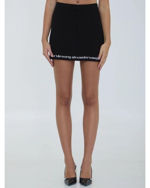 Alexander Wang Black Ribbed Mini Skirt