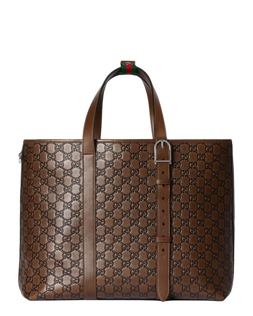 Gucci Brown "Gg Emblem" Tote Bag for men