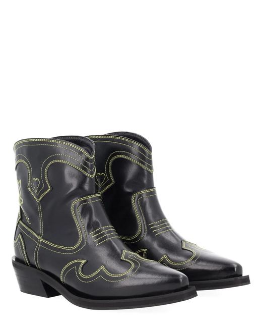 Ganni Black Polyurethane Boots