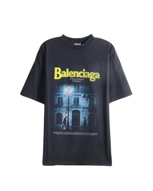 Balenciaga Blue The Address Cotton T-Shirt for men