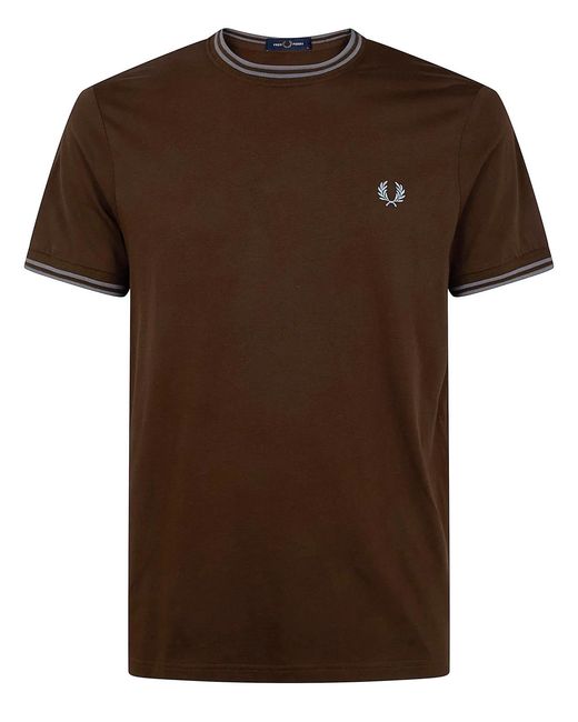 Fred Perry Brown Twin Tipped T-Shirt for men