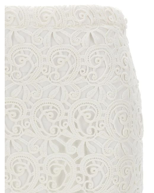 Burberry White Lace Skirt