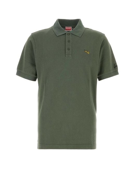 KENZO Green Gots Jumping Tiger Slim Polo for men