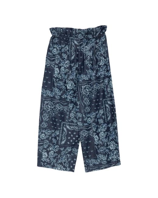 Emporio Armani Blue Printed Cotton Trousers