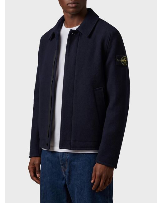 Stone Island Blue Rws Fleece Knit Jacket for men