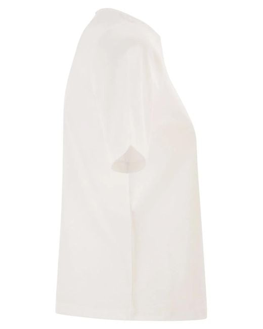 Herno White Cotton T-Shirt With Logo Buttons On The Sides