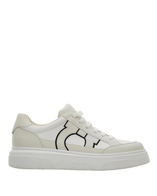 Ferragamo White Gancini Low-Top Sneakers for men