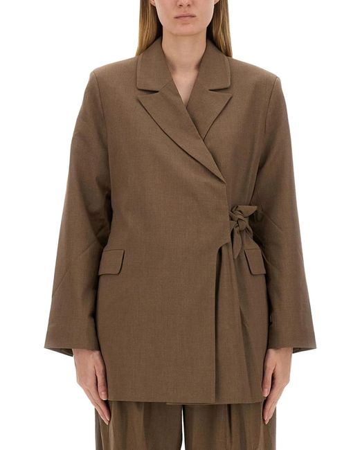 Ganni Brown Asymmetrical Blazer