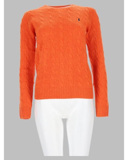 Polo Ralph Lauren Orange Cable-Knit Wool-Cashmere Sweater
