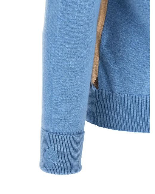 Ballantyne Blue 'Classic Diamond' Intarsia Sweater for men