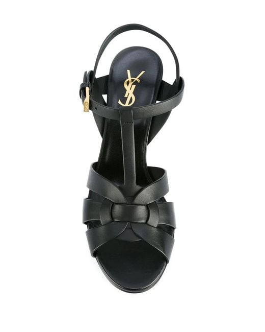 Saint Laurent Black Tribute 75 Platform Leather Sandals