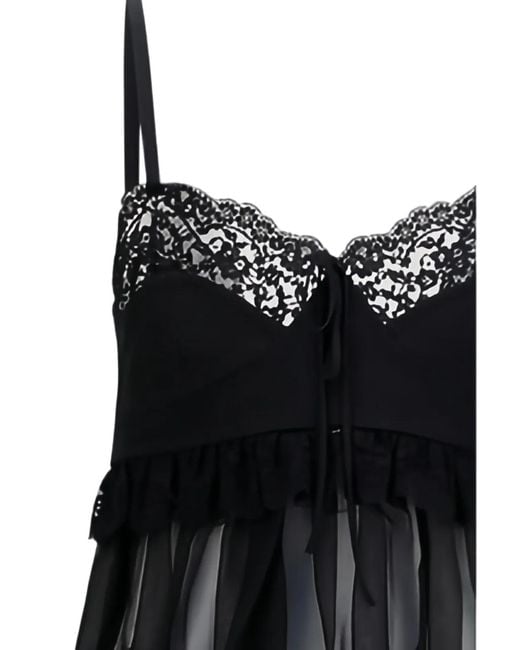 Chloé Black Lace-Trim Silk-Crepe Camisole Top