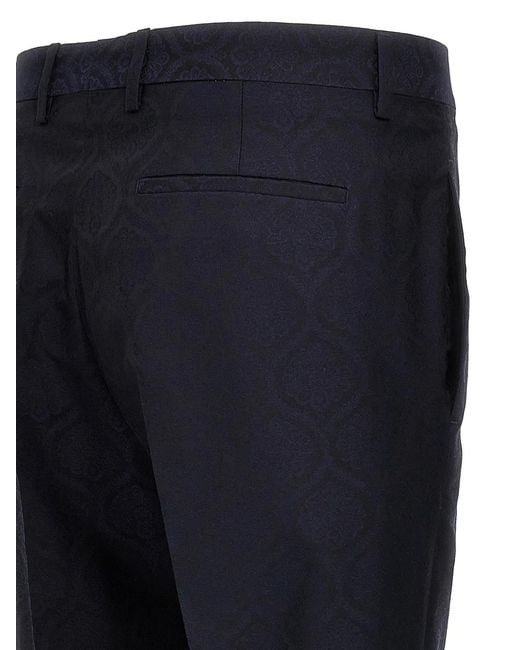 Etro Blue Jacquard Pants for men
