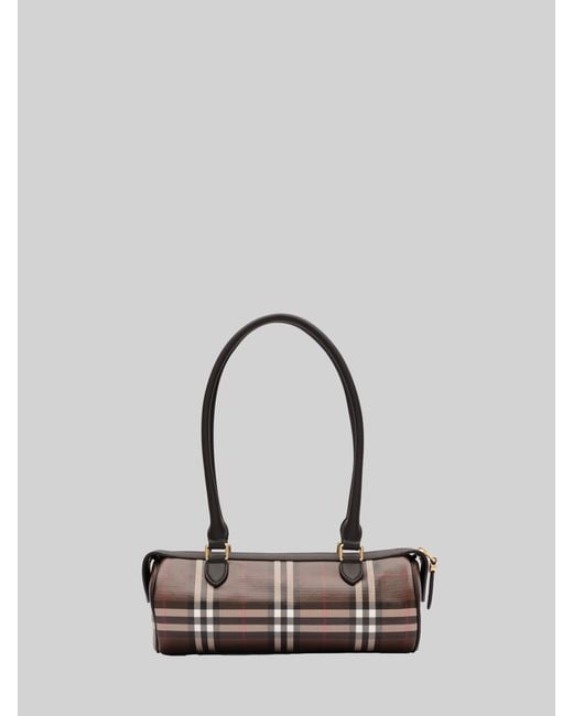 Burberry Brown Mini Check Barrel Bag