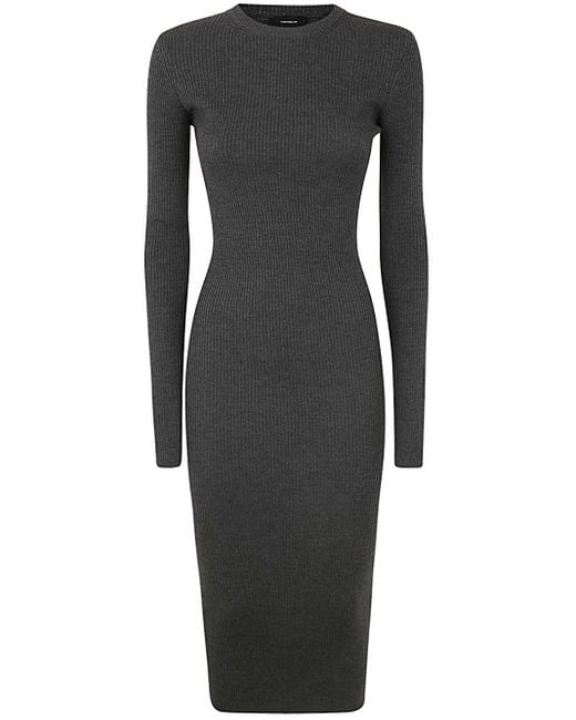 Wardrobe NYC Women's Black Ribbed Long Sleeve Dress