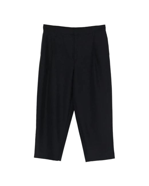 Maison Kitsuné Black Maison Kitsuné Cropped Pleated Pants for men