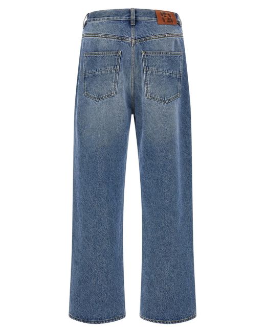 Fendi Blue 'Ff' Patch Jeans Saddlery for men