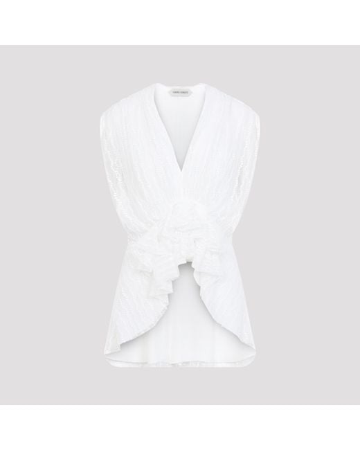 Alberta Ferretti White Tulle Top