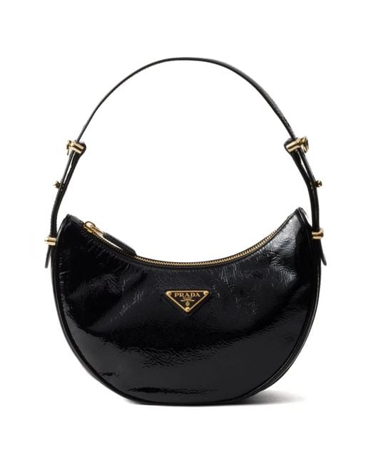 Prada Black Arqué Patent Leather Bag