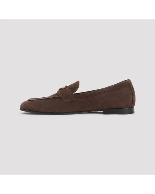 Prada Black Dark Suede Loafers