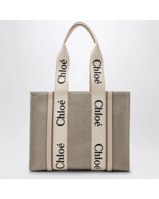 Chloé Natural Medium Woody Tote Bag
