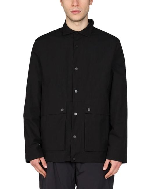 Monobi Black Cotton And Nylon Jacket for men