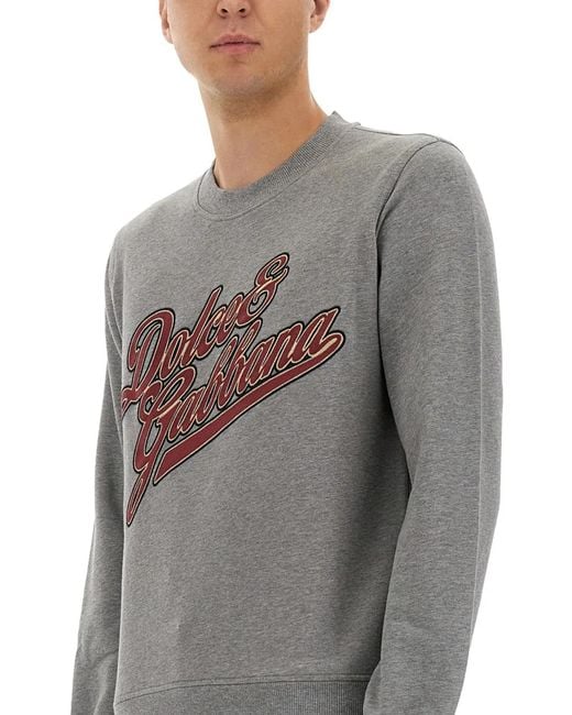 Dolce & Gabbana Gray Dolce & Gabbana Jersey With Embroidery for men