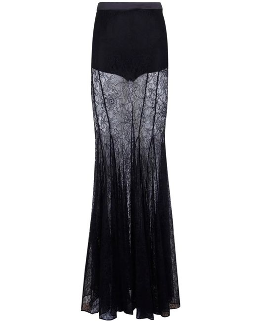 Elisabetta Franchi Black Long Flamenco Skirt