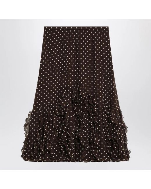Valentino Garavani Black Silk Skirt With Plusdepois Motif