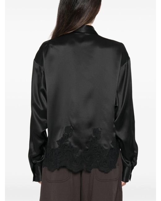 Ermanno Scervino Black Lace Trim Silk Shirt