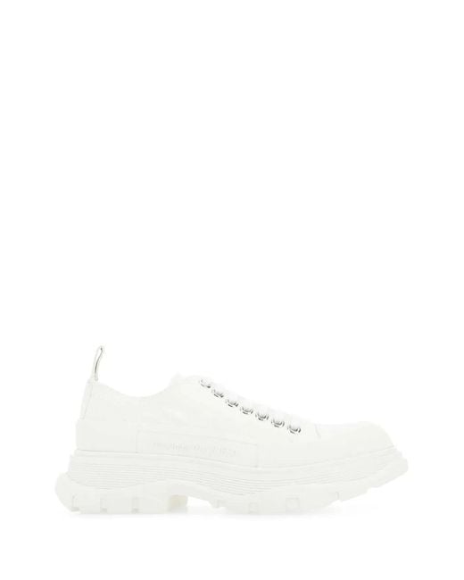 McQueen White Canvas Tread Slick Sneakers