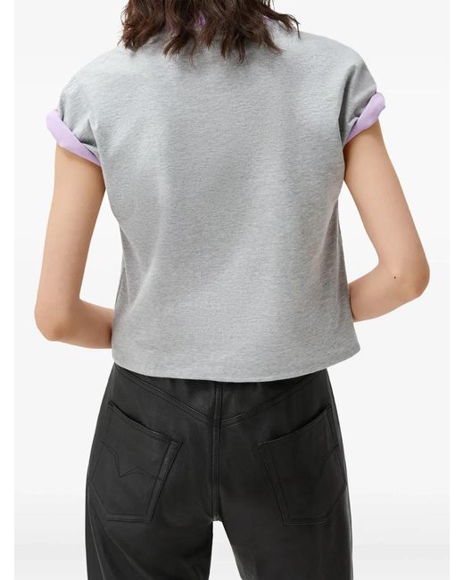 Versace Gray Stretch Cotton Jersey T-Shirt With Print