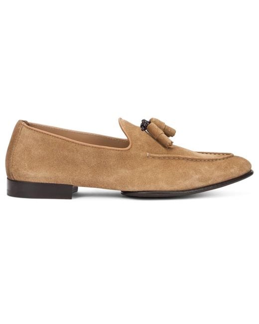 Doucal's Brown Suede Loafers With Napa for men