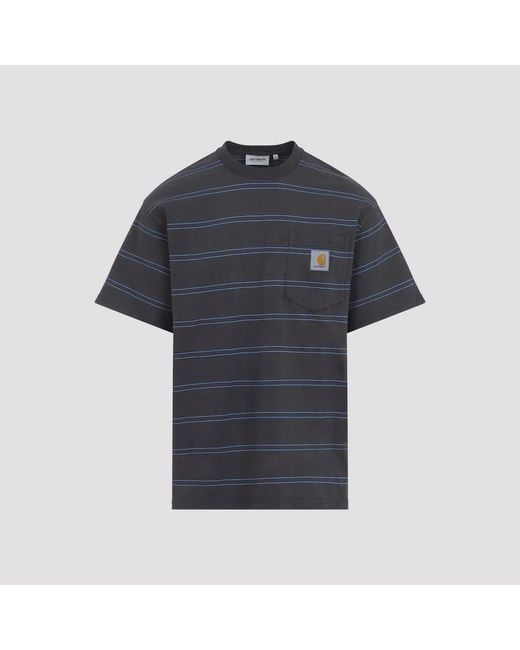 Carhartt Blue Stripe Graphite Cotton T-Shirt for men