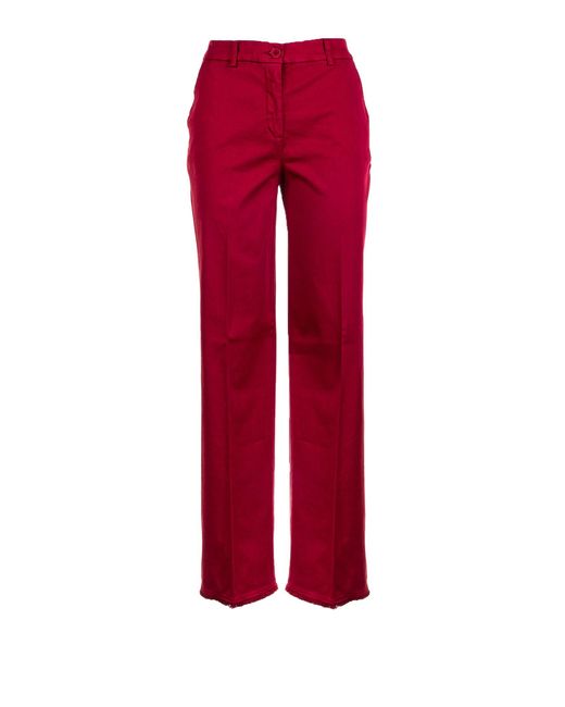 Via Masini 80 Red High-Waisted Raspberry Trousers