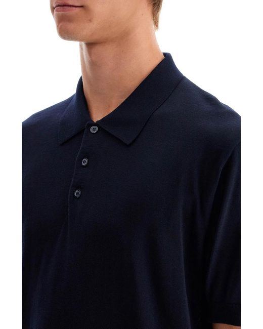 Golden Goose Deluxe Brand Blue Giotto Knitted Virgin Wool Polo Shirt for men