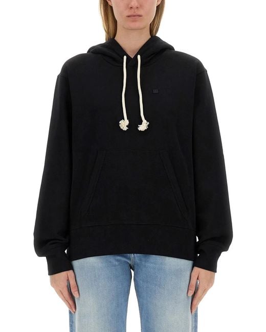 Acne Black Sweatshirt With "Face" Patch