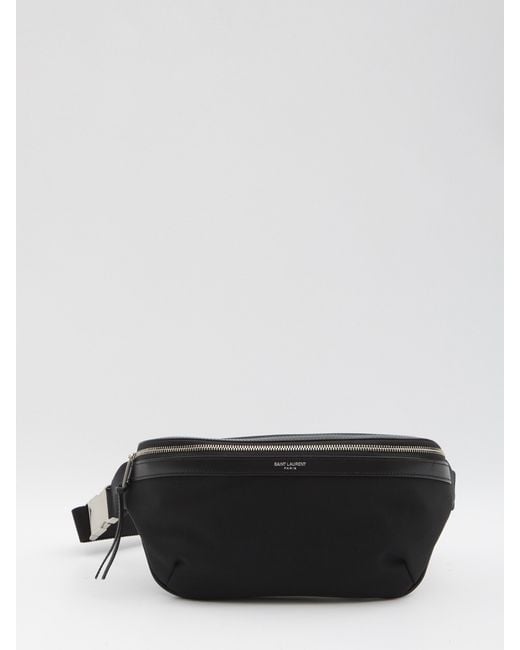 Saint Laurent Black Leather-Trimmed Zip Belt Bag for men