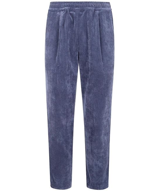 FAMILY FIRST Blue Chino Velvet Trousers for men