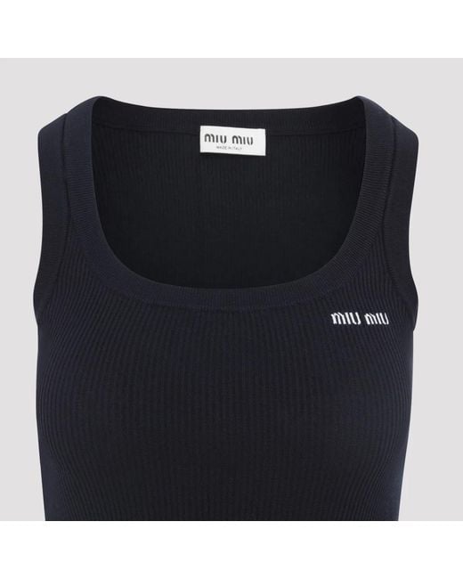 Miu Miu Blue Midnight Cotton Tank Top