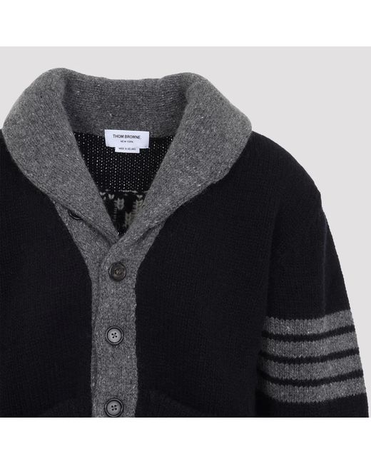 Thom Browne Black 65 Jersey Collar Cardigan for men