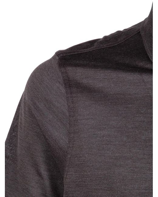 Barba Napoli Black Silk Polo Shirt for men