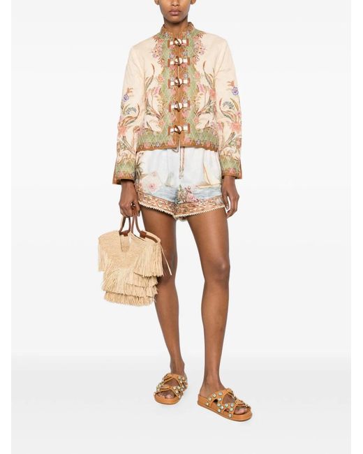 Zimmermann White Mahon Linen Shorts