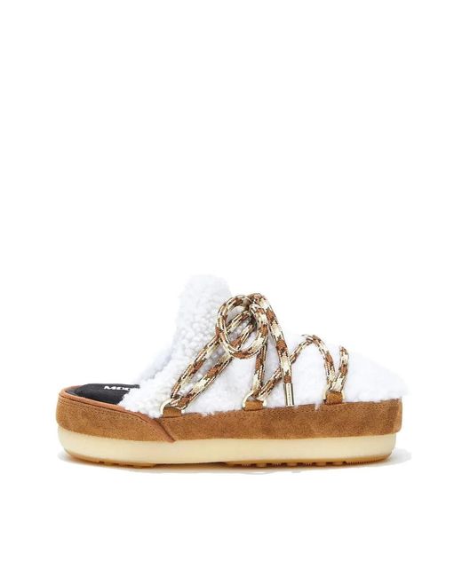 Moon Boot White Mules Shearling for men