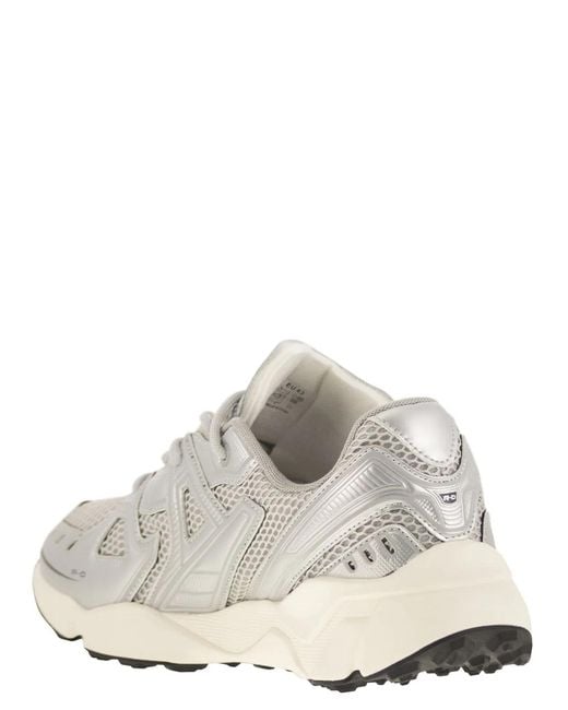 RUN OF White Leather And Fabric Trainers for men
