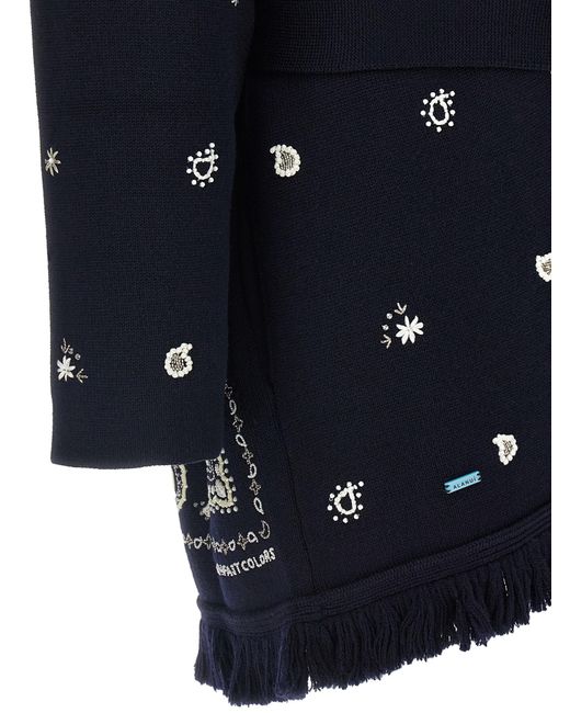 Alanui Blue Virgin Wool Cardigan