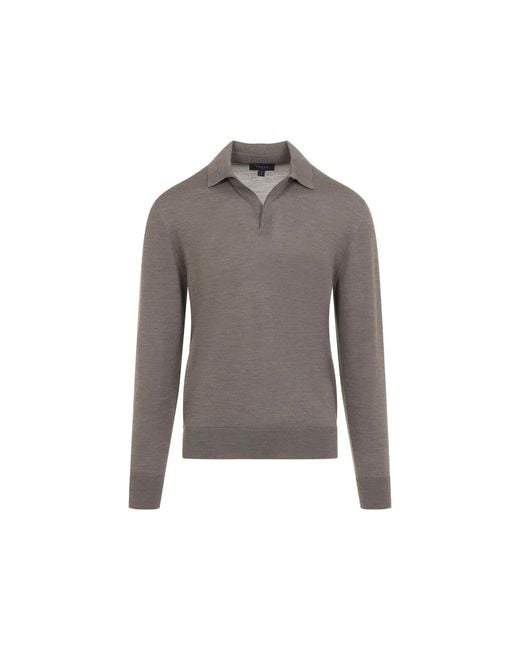 Sease Gray Wombat Ultra Fine Virgin Wool Polo for men