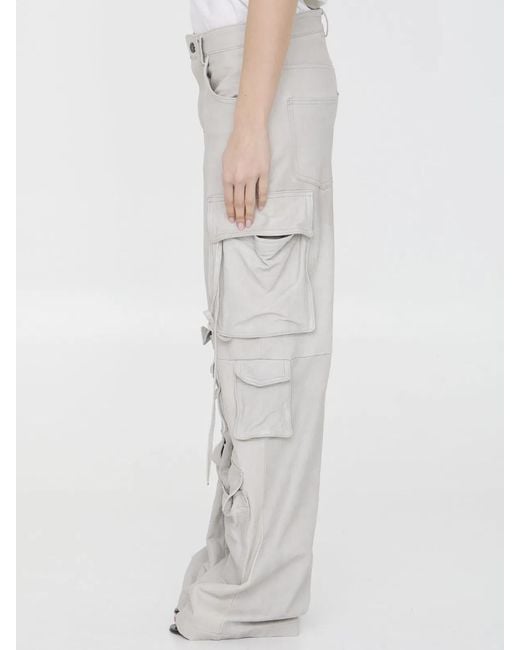 Salvatore Santoro White Leather Cargo Pants